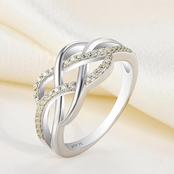 YL Celtic Knot Twisted Knot Ring Birthstone Infinity Rings - Topaz - November - Picture 4 of 6